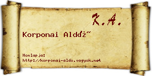 Korponai Aldó névjegykártya